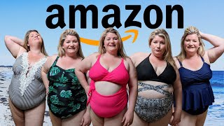 The Best amp Most Flattering Swimsuits for Big Tummies  Amazon Best Sellers Plus Size Swimwear Haul [upl. by Ahsinelg]