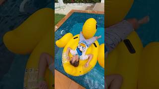 Liova swimming with yellow duck inthepool pool funny cute [upl. by Torrlow]