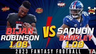 Bijan Robinson or Saquon Barkley  Fantasy Football Advice 2023 [upl. by Kcinomod]