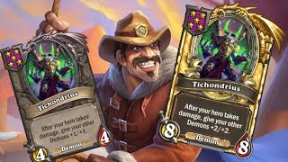 Crazy Golden Tichondrius Scaling  Hearthstone Battlegrounds [upl. by Graehl]