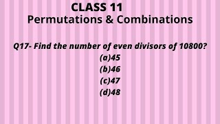 Q17 Find the number of even divisors of 10800 [upl. by Tirma349]