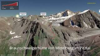 Braunschweiger Hütte von Mittelberg im Pitztal ∆ hiking trails ∆ 3dtrailcomaustria [upl. by Tenney]