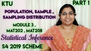 Population amp sample Sampling distribution  Statistical Inference MAT202 MAT208 Module 3 Part 1 [upl. by Nosnah139]