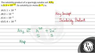 The solubility product of a sparingly soluble saltampnbspAX2 is 32amptimes1011 Its solubility [upl. by Feinberg649]