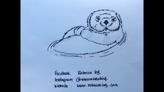 How to draw cute sea otter holding heart  sea otter Animal Drawing Easy  Happy learning 11 😀 [upl. by Guillema]