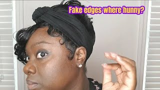 alopecia hairloss fakeedges DIY Headband Ponytail Wig with Edges [upl. by Marisa]