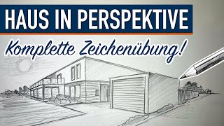 Haus in 2Punkt Perspektive Zeichnen 🏠 Komplette Zeichenübung für Anfänger und Fortgeschrittene [upl. by Rempe]