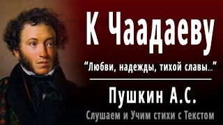 АС Пушкин quotК Чаадаевуquot Любви надежды тихой славы  Слушать и Учить аудио стихи [upl. by Eleanor]