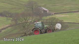 Slurry 2024 Fendt 718 With Umbilical and Case with Abbey tanking 12 02 2024 [upl. by Adyahs]