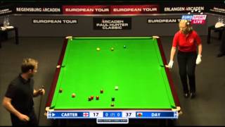 Ryan Day  Allister Carter Frame 1 Snooker Paul Hunter Classic 2013  Round 5 [upl. by Haag]