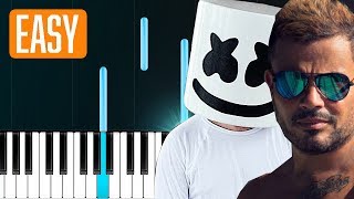 Marshmello Amr Diab  Bayen Habeit In Love 100 EASY PIANO TUTORIAL [upl. by Ahsauqram]