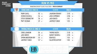 Runcorn CC 2nd XI v Middlewich CC 2nd XI [upl. by Ynnatirb]