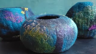 How to Wet Felt a Bowl or a Vessel for Beginners Wet Felting Tutorial livingfelt [upl. by Petronille]