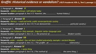 Graffiti Historical evidence or vandalism Reading Answer I Location I Explanation I IELTS academic [upl. by Macmullin682]