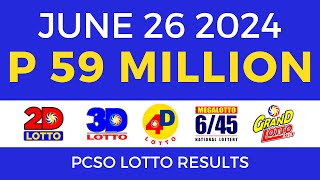 Lotto Result Today 9pm June 26 2024  PCSO Complete [upl. by Nneb821]