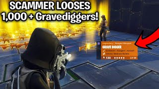 How to Easily Scam 1000  Gravediggers Scammer Gets Scammed Fortnite Save The World [upl. by Ahsyad233]