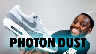 Nike Air Max 1 Photon Dust Wolf Grey On Foot Sneaker Review QuickSchopes 705 Schopes HM9936 001 [upl. by Rosina]