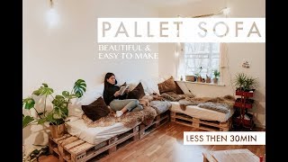 HOW TO MAKE A PALLET SOFA IN UNDER 30 MINUTES [upl. by Sklar]