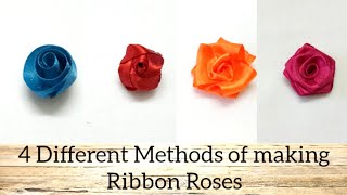 Ribbon flowers part 1 4 Different Methods of Making Ribbon Roses [upl. by Saqaw764]