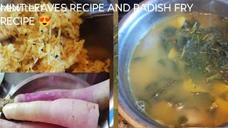 Mint leaves recipe and radish fry recipe 😋 ll yt video ll Laxmis kitchen India [upl. by Haroved]