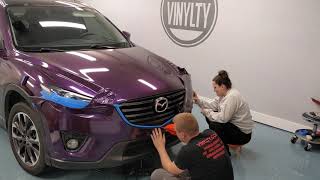 CX5 front bumper wrapped in Hexis Elderberry Purple Vinyl [upl. by Mccreery262]