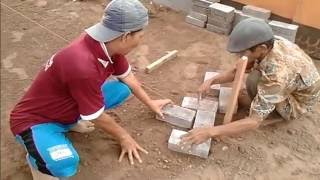 Timelapse Herringbone Paving block installation warga gotong royong [upl. by Austina126]