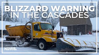 Rare blizzard warning for Cascades with 24 feet of snow expected over mountain passes [upl. by Sordnaxela]