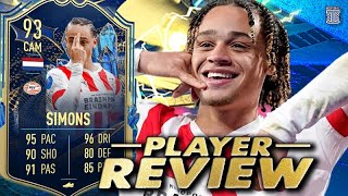 93 TEAM OF THE SEASON SIMONS PLAYER REVIEW TOTS XAVI SIMONS  FIFA 23 Ultimate Team [upl. by Rawdin799]