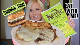 Eat with meToasted Beef and Provolone Cheese Sub SandwichPepperoncini Potato ChipsMukbang [upl. by Cnahc]