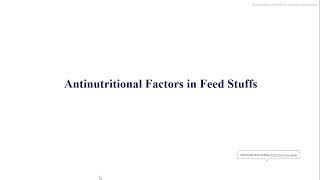 Antinutritional Factors In Animal Feed Ingredients  Animal Nutrition [upl. by Ofilia]