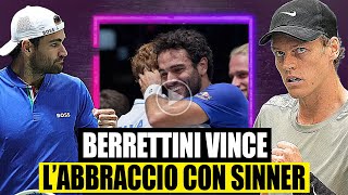 Berrettini vince in Coppa Davis e va ad abbracciare Sinner in panchina  VIDEO [upl. by Clorinde]