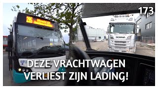 DEZE VRACHTWAGEN VERLOOR ZIJN LADING EN WAAROM KIJKEN BUSCHAUFFEURS SOMS CHAGRIJNIG BUS VLOG 173 [upl. by Noy]