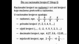 Što su racionalni brojevi Skup racionalnih brojeva  skup Q [upl. by Ahcorb]