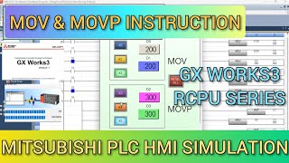 GX Works3  MOV amp MOVP Instruction mitsubishi PLC RCPU With HMI GT Designer3 GOT2000 Simulation [upl. by Seamus]