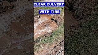 Clean 12 Inch Culvert With Lawn Mower Tire [upl. by Attehcnoc]