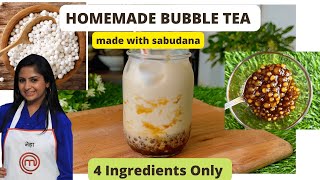 How To Make Homemade Bubble Tea Using Sabudana No Tapioca Starch Easy Recipe for Boba Tea [upl. by Popelka]