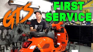 How to complete a 1st service Change the Oil amp Gear Oil on a 2023 Vespa GTS HPE2 Scooter [upl. by Novaat]