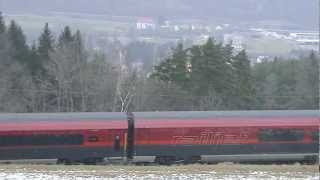 Railjet Züge der ÖBB auf den Weg nach PayerbachReichenau am Semmering im Winter [upl. by Trub75]