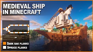 Minecraft How to build a Medieval ship  Tutorial 116 [upl. by Carie]