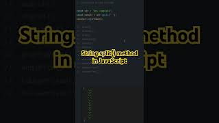 How Stringsplit works in JavaScript javascript js javascripttutorial [upl. by Meryl841]