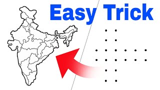 India map easy trick  How to draw India map With Dots  India map drawing  map of india [upl. by Saticilef]