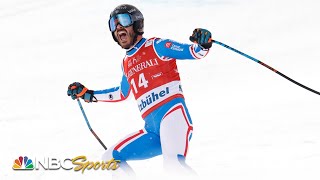 Sarrazin glides to Kitzbuhel downhill title by just 05 seconds in daring run  NBC Sports [upl. by Aicssej199]