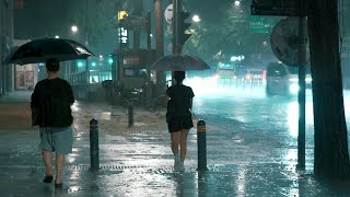 Rain Walk 안국동 거리 폭우가 내리는 도시 Seoul night street in heavy rain [upl. by Guyer]