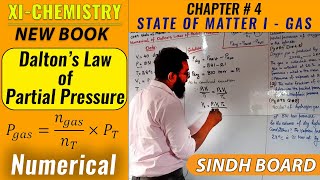 Daltons Law of Partial Pressure  Numerical  XIChemistry  New Book 2022  Sindh Board [upl. by Elicul]