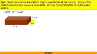 Siła nacisku i ciśnienie  Zadanie  Matfiz24pl [upl. by Anairad]