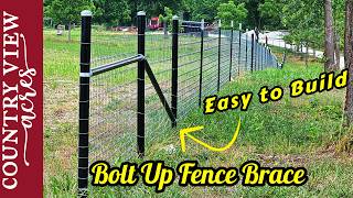 No Welding Required Bolt Together Pipe Fence Braces Removing slack out of a Top Wire in a Dip [upl. by Weider]