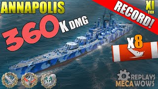 SUPERSHIP Annapolis 8 Kills amp 360k Damage  World of Warships Gameplay 4k [upl. by Yggep]