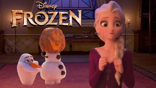 Halloween With Olaf and Jelsa Family  Pumpkin Jack and Elsa Daughter  Fanmade Scene [upl. by Annahsohs]