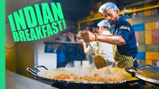 Best Breakfast in Delhi India STUPID Good Indian Street Food Tour in Old Delhi and New Delhi [upl. by Mishaan]