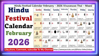 Hindu Festival Calendar February – 2026 Visuvasuva Thai – Maasi [upl. by Aniles481]